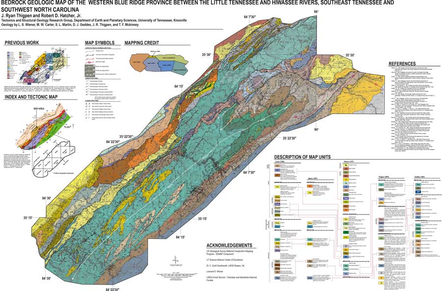 Bedrock geologic map of the western Blue Ridge Province between the Little Tennessee and Hiwassee Rivers, southeast Tennessee and southwest North Carolina 