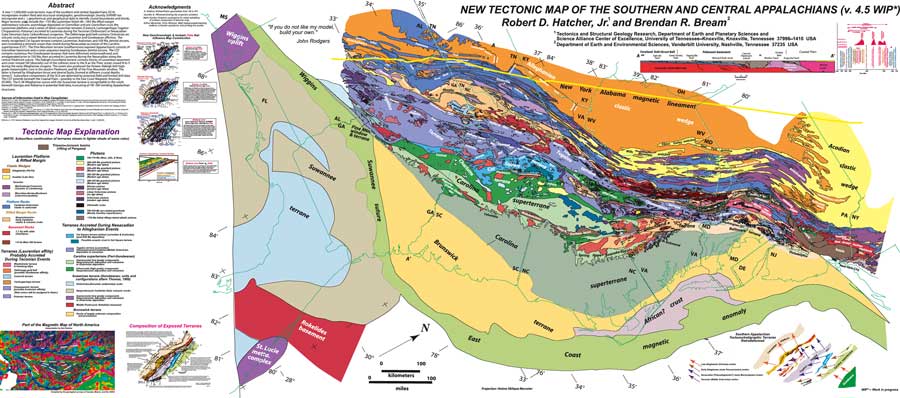 New tectonic map of the southern and central Appalachians