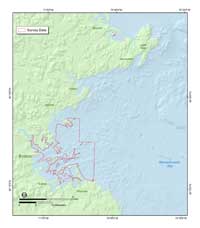 Figure 1.1. Map showing the location of the Boston Harbor and Approaches area, offshore of Massachusetts.