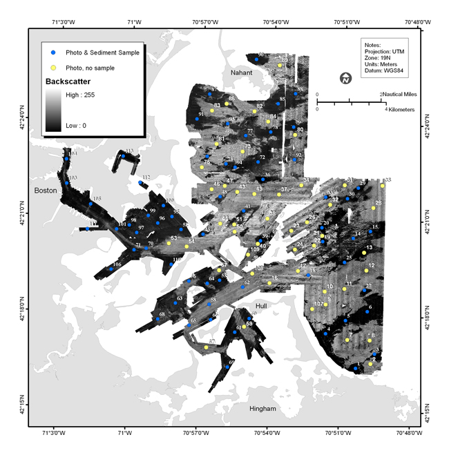 Figure A3.1. Map showing station locations of bottom photographs obtained in the Boston Harbor and Approaches region.