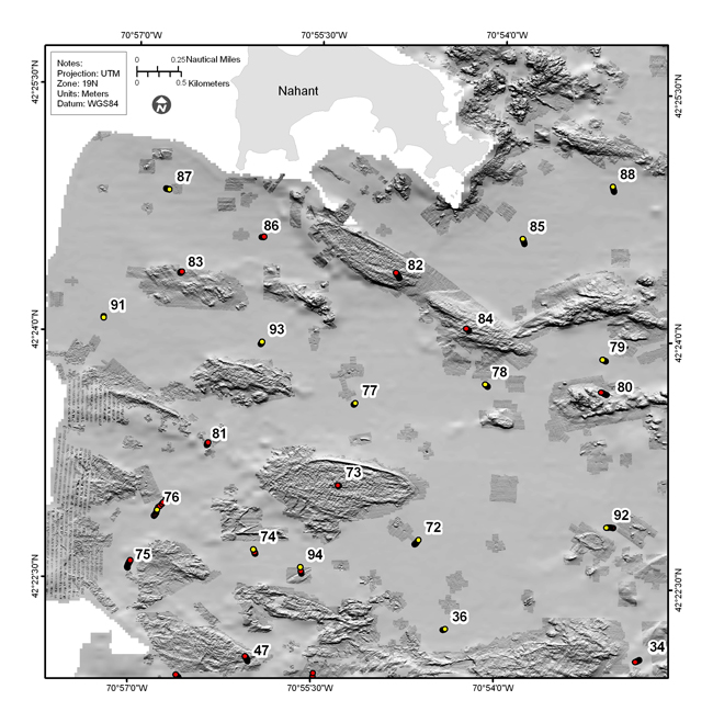 Figure 4.14a. Shaded-relied bathymetric map of the Approaches to Boston Harbor, north of the Harbor Islands and south of Nahant, including Broad Sound.