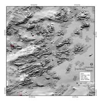 Fig. 4.16a. Shaded-relief bathymetric map showing outcropping ledges east of the Brewster Islands. 