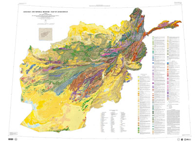 Thumbnail of the geologic and mineral resource map of Afghanistan