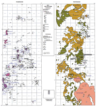 Reduced-size image of the entire map sheet showing radiometric ages and major rock bodies