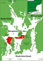 Figure 1. Map of Narragansett Bay with study area.