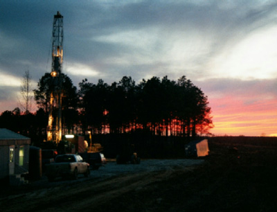 Photograph of exploratory drilling operation in Louisiana