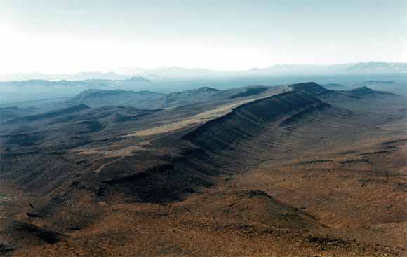 Photo of the Yucca Mountain taken from a low-flying aircraft.  