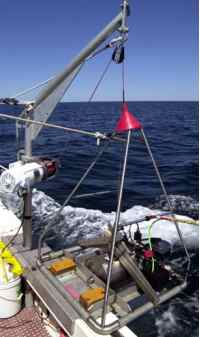 Figure 16.  View of the small SEABOSS, a modified Van Veen grab equipped with still and video photographic systems.