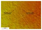 Figure 41. Detailed planar view of anchor chain drop marks north of Pasque Island from the DTM produced during NOAA survey H11076.  