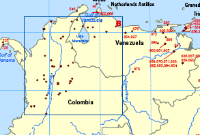 A sample section of the South American map showing mineral sources.