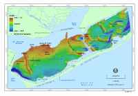 Figure 6. Map showing the names of bay-floor and geographic features within the Apalachicola Bay study area.  Locations of sediment samples collected by NOAA Coastal Services Center (NOAA, 1999) that were used to verify the sidescan-sonar interpretation are shown. 