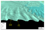 Figure 32.  Detailed perspective view looking south of the transverse sand waves along the southern edge of Great Round Shoal from the DTM produced during NOAA survey H11079.