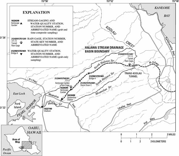 Map of study area in south-central Oahu; Pearl Harbor in the lower left