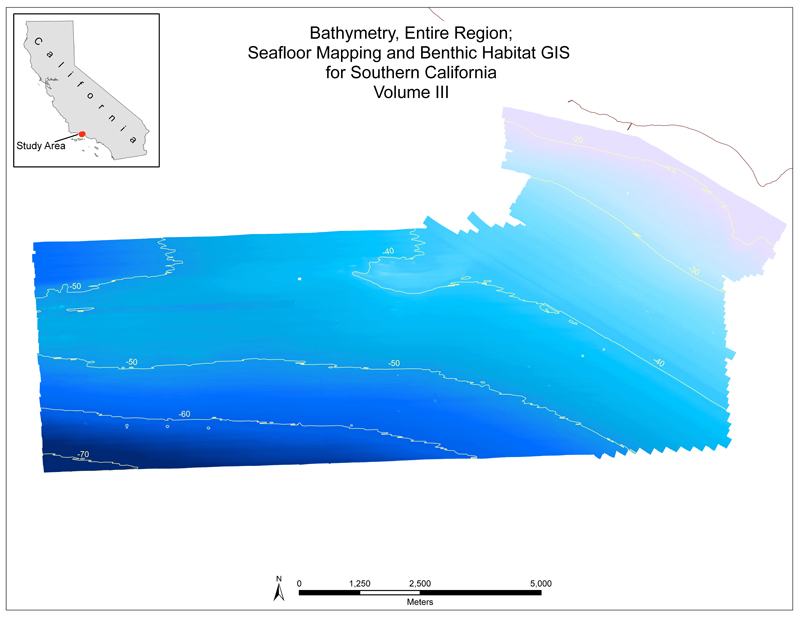 Map showing bathymetry of entire region from cruise S102SC