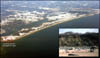 Figure 1.3.Air photograph of Plum Island and the mouth of the Merrimack River on the northeastern coast of Massachusetts.A small drumlin (inset) anchors the southern end of the island.Erosion of the drumlin provides sandy sediment to the barrier beach and has left behind a deposit of boulders on the beach and shoreface. (Photograph by Joseph Kelley, University of Maine, March 2005.)