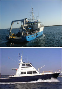 Figure 3.1. Photographs of the RV Connecticut (top) and the RV Ocean Explorer, both used for mapping surveys in this project.