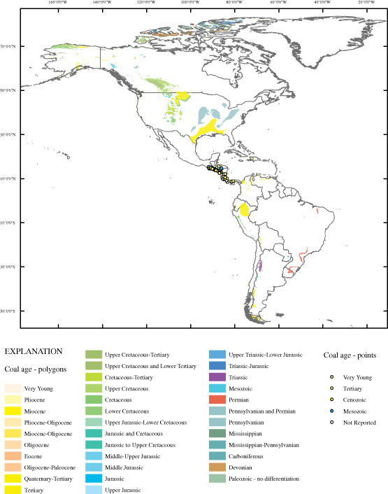 Coal-bearing areas of North, Central, and South America