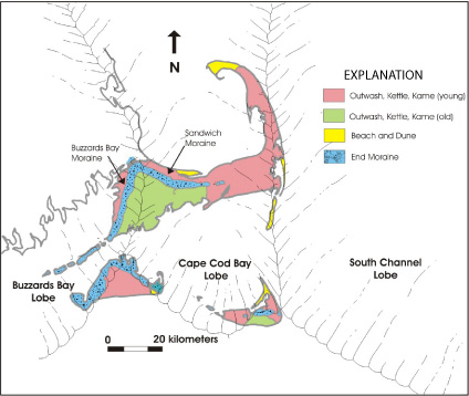 Figure 2, Geologic map of Cape Cod and the Islands