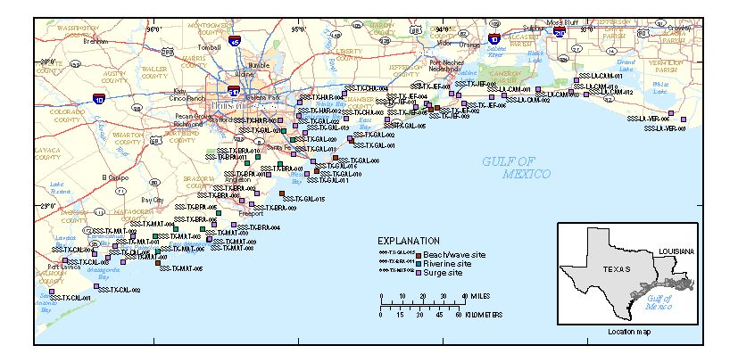 Map showing sensor site locations.