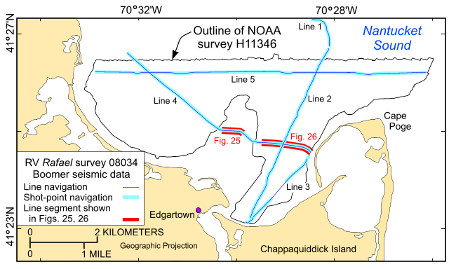 Figure 12, map of Boomer seismic-reflection profile tracklines. 
