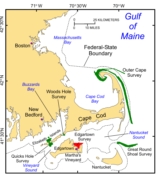 Figure 1, index map of Cape Cod and the Islands.