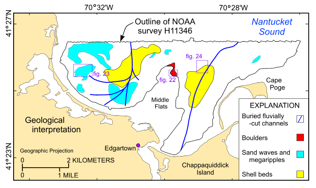 Figure 21, map showing interpretation of the sea floor within the survey area.