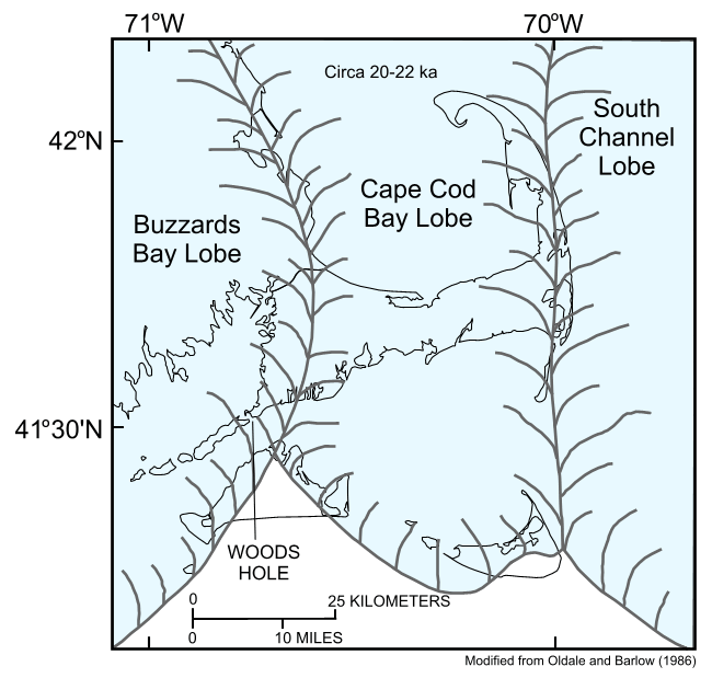 Figure 3, paleogeographic map showing the extent of the Laurentide ice sheet about 20 thousand years ago.