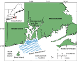 Figure 1. Map showing tracklines of cruise NECH80-1, in western Rhode Island Sound.