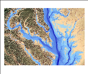 Thumbnail image of the color-hillshade relief image from the Potomac River Estuary area.