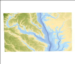 Thumbnail image of the color coded relief in the Potomac River Estuary area.