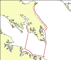 Thumbnail image showing the location of resistivity tracklines collected Sept. 6, 2006. The coastline is included for spatial reference.