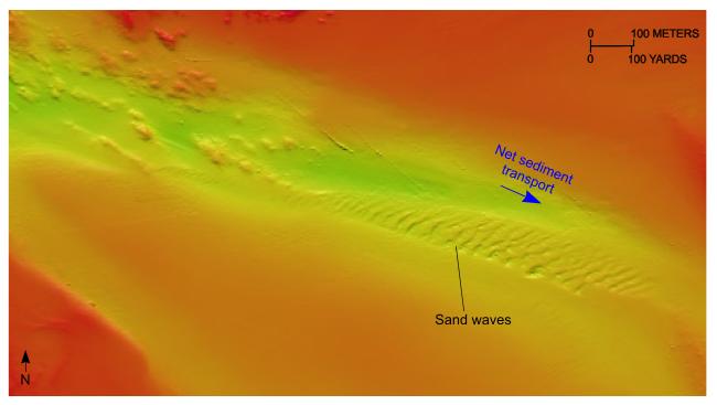 Figure 18. An illustration detailing a sand-wave field at the eastern end of Twotree Island Channel.