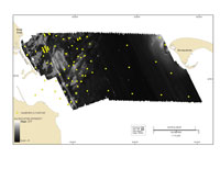 Thumbnail image of Figure 6, a map showing backscatter intensity and sample locations.