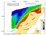 Thumbnail image of figure 15 and link to larger figure. Digital terrain model of the sea floor produced from the multibeam bathymetry collected during National Oceanic and Atmospheric Administration survey H11251 and gridded to 2 m. 