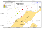 Thumbnail image of figure 27 and link to larger figure. A map of station locations used to verify the acoustic data, color-coded for sediment texture. 