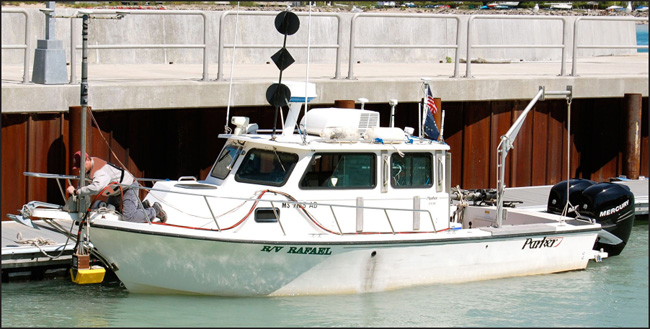 Figure 3, Photograph of the USGS R/V Rafaal tied to the dock.