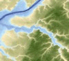 Thumbnail GIF image of the color-hillshade relief image of the Corsica River Estuary area - UTM projection.