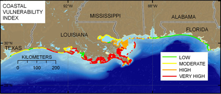 an illustration showing the coastal variability index map