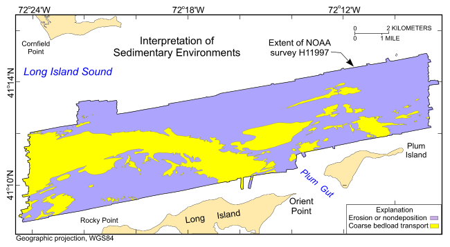 Thumbnail image showing the interpreted sedimentary environments within NOAA survey H11997