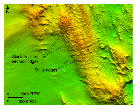 Figure 13. A bathymetric image of bedrock in the study area.
