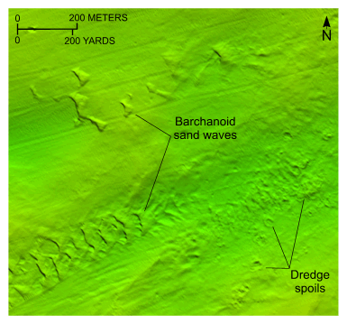 Figure 22. A bathymetric image of barchanoid sand waves in the study area.