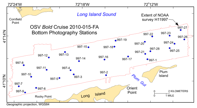 Figure 29. A map of bottom photograph locations in the study area.