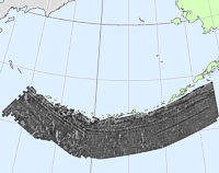 The U.S. EEZ Aleutian Arc area GLORIA sidescan-sonar mosaic.
