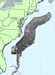The U.S. EEZ Atlantic East Coast area GLORIA sidescan-sonar mosaic.