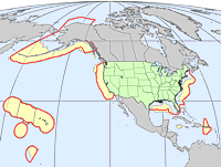 Image showing extent of the U.S. Exclusive Economic Zone and location of GLORIA surveys.
