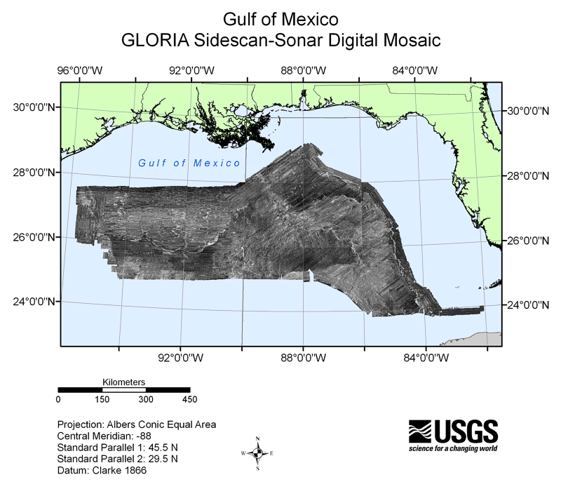The U.S. EEZ Gulf of Mexico area GLORIA mosaic.
