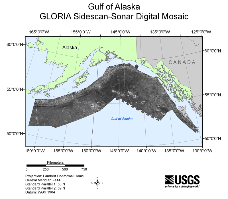 The U.S. EEZ Gulf of Alaska area GLORIA mosaic.