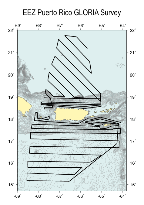 Example of ship's track during GLORIA acquisition.