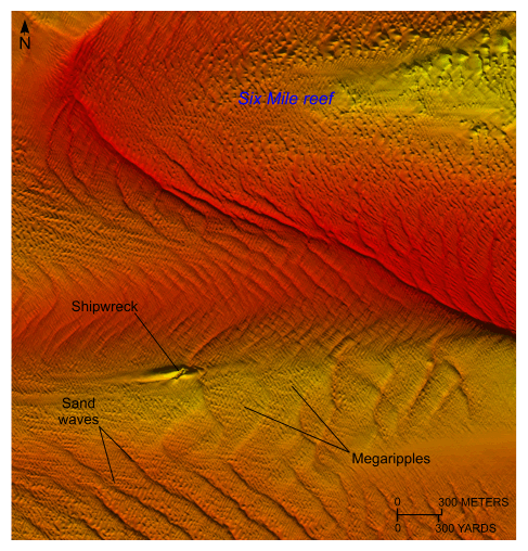Figure 18. A detailed bathymetric map of transverse sand waves.