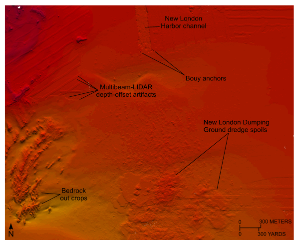 Figure 20. A detailed bathymetric map of anthropogenic artifacts.